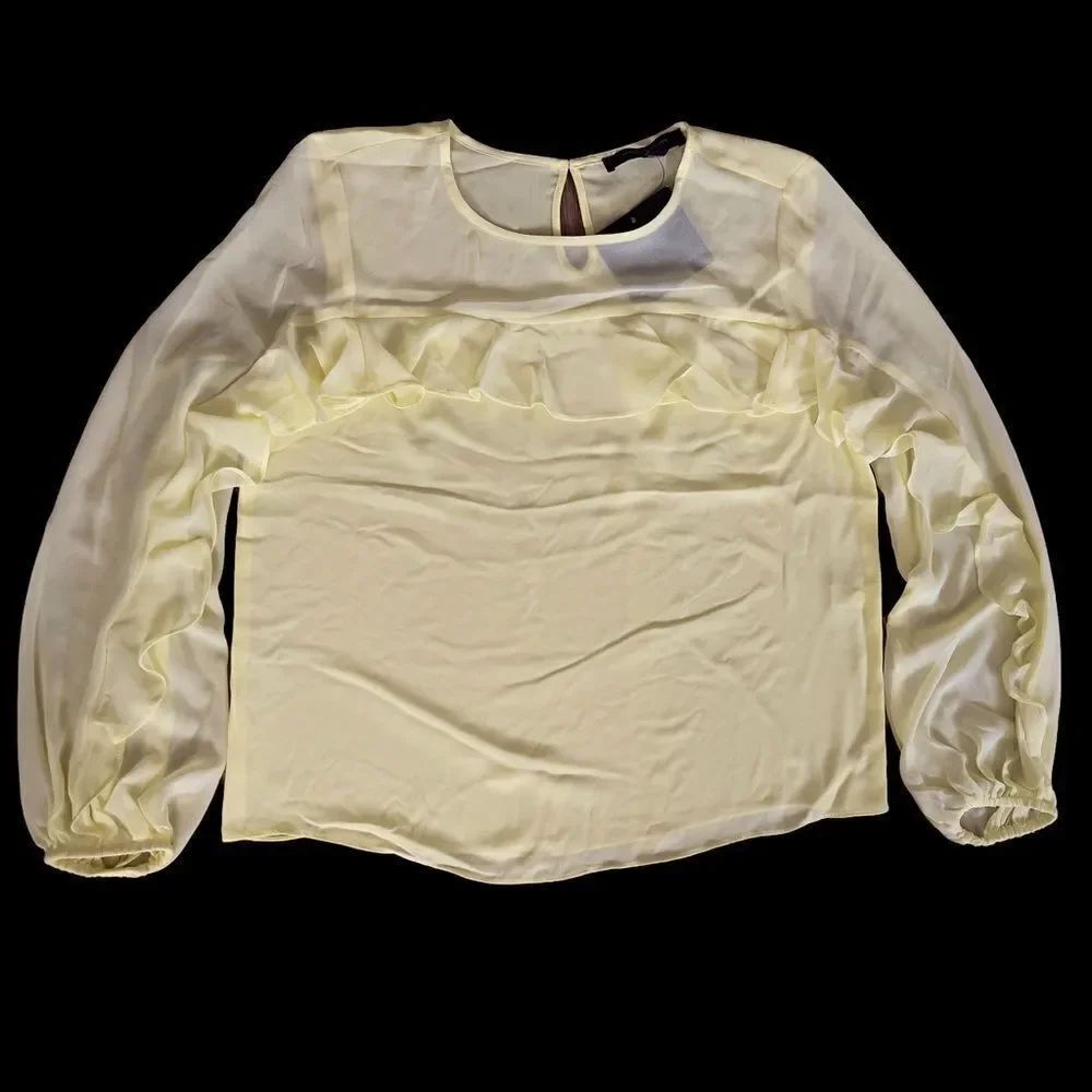 NWT Marc New York Ruffle Sheer Long Sleeve Blouse SMALL